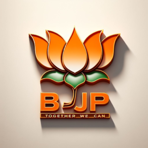 BJP logo with lotus flower - BJP logo featuring a lotus flower symbol.